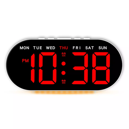 Oval Led Digital Wake-Up Clock, Large Digit Display Timer With Weekly Calendar Indicator For Household Spaces