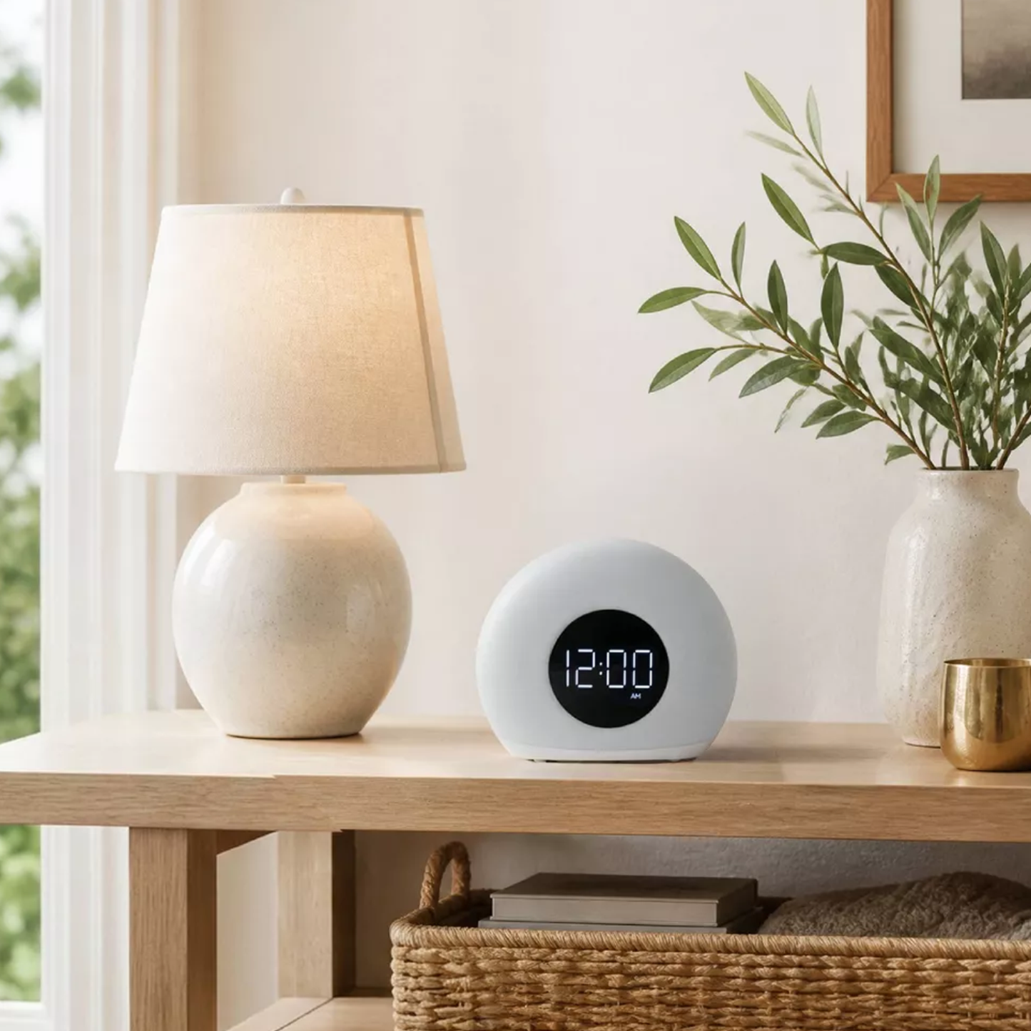 Semicircular Digital Wake-Up Clock, Multicolor Ambient Lighting Alarm Timer With Adjustable Display Brightness