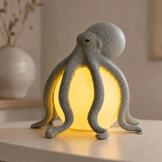 Octopus Sculpture Table Lamp, Ocean Themed Ambient Lighting, Soft Glow Bedside Nightlight For Indoor Styling